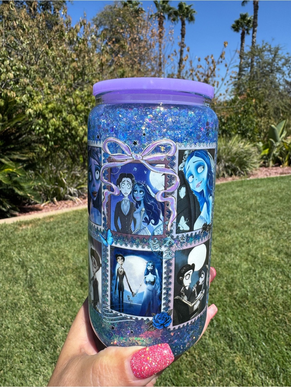 Corpse Bride Emily and Victor Snow globe tumbler 16oz